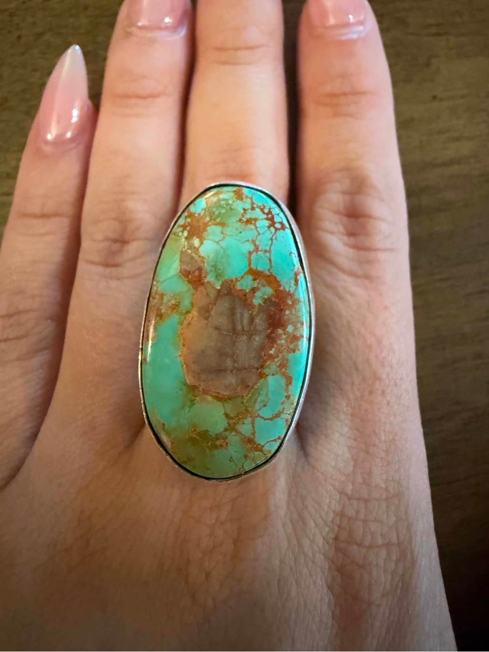 Navajo sterling silver  turquoise royston ring adjustable